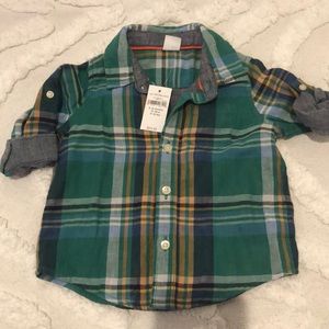 Brand new button up plaid shirt from the GAP